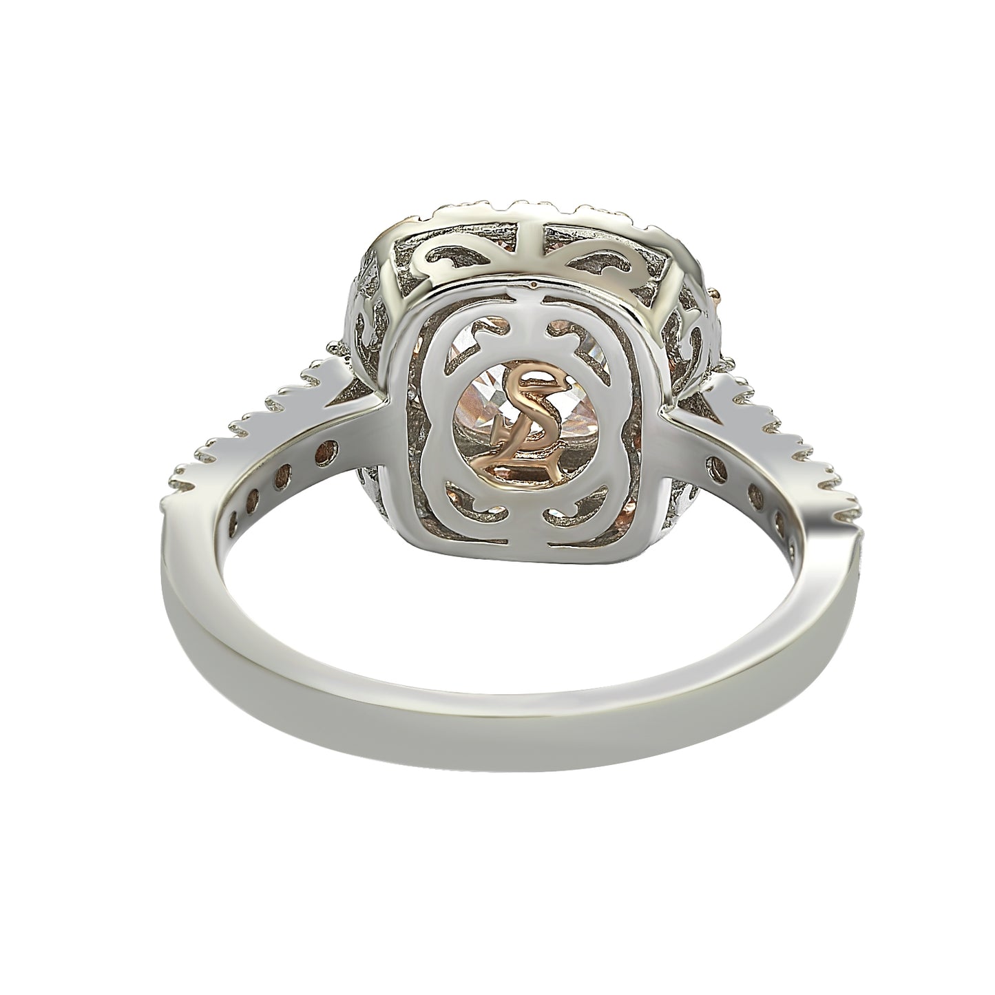 Suzy Levian Sterling Silver White & Pink Cubic Zirconia Engagement Ring