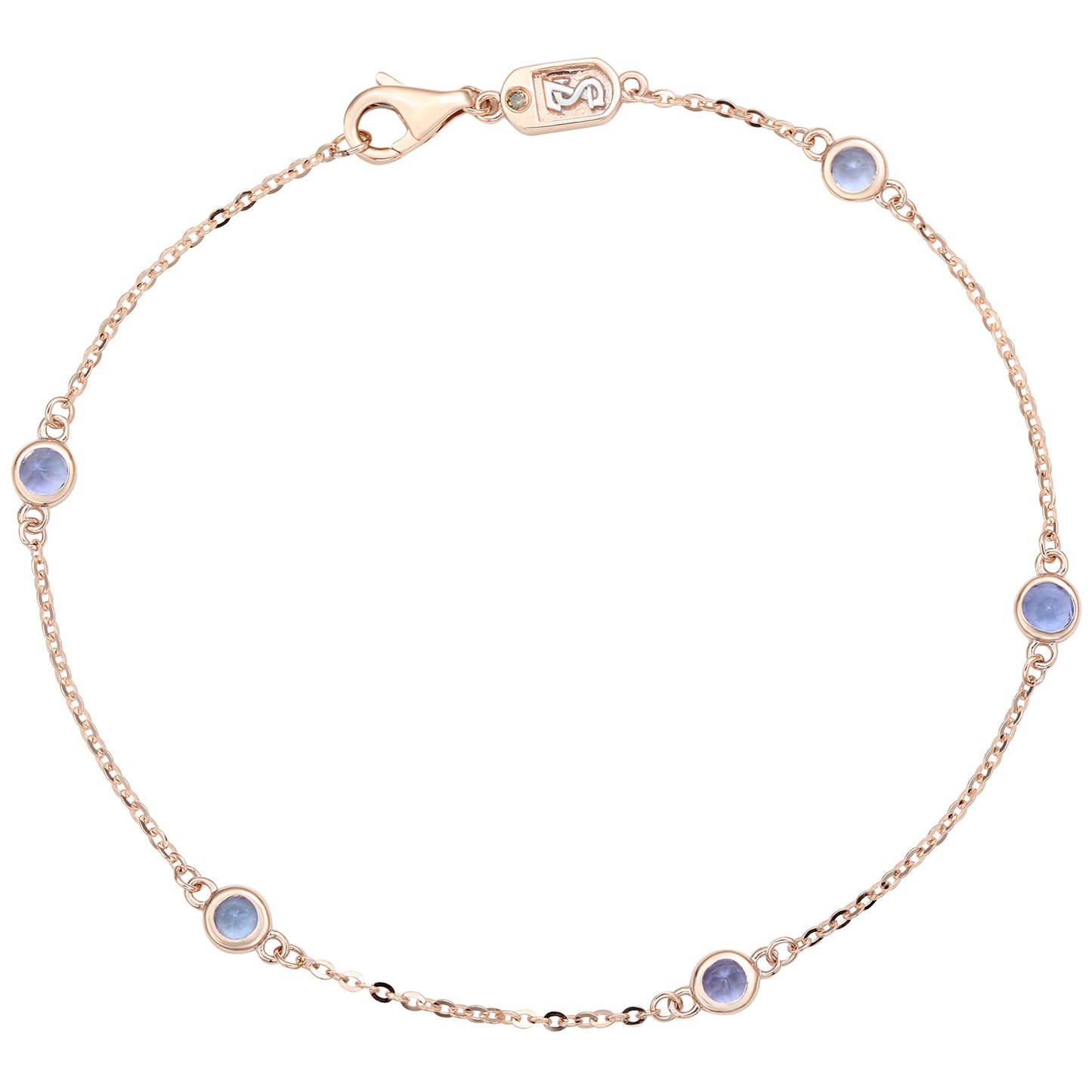 Suzy Levian 14K Rose Gold .85 CTTW Tanzanite Station Bracelet
