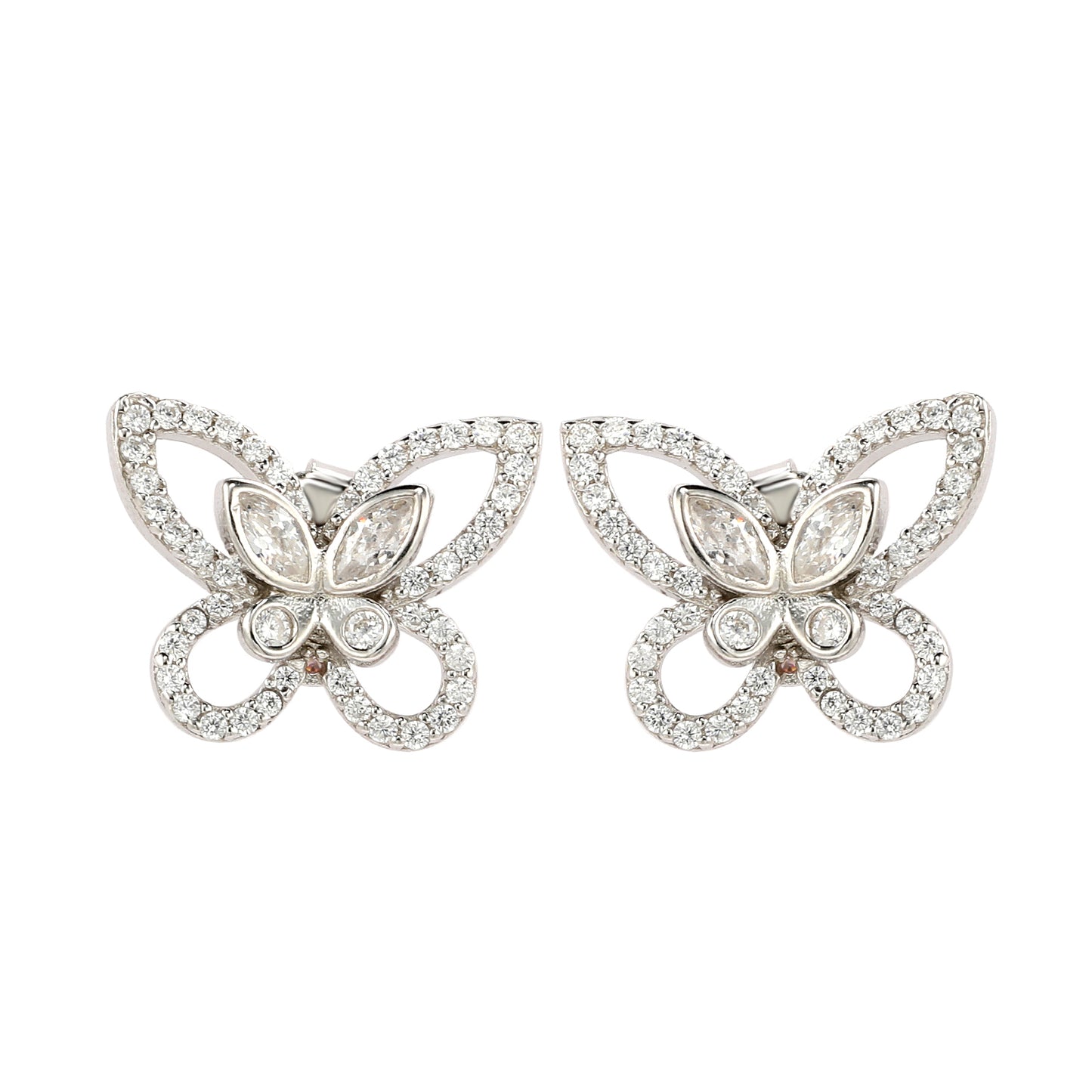 Suzy Levian Sterling Silver & White Cubic Zirconia Butterfly Earrings