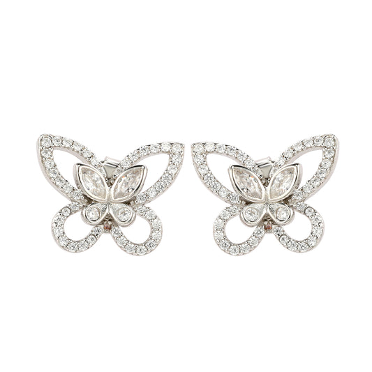 Suzy Levian Sterling Silver & White Cubic Zirconia Butterfly Earrings