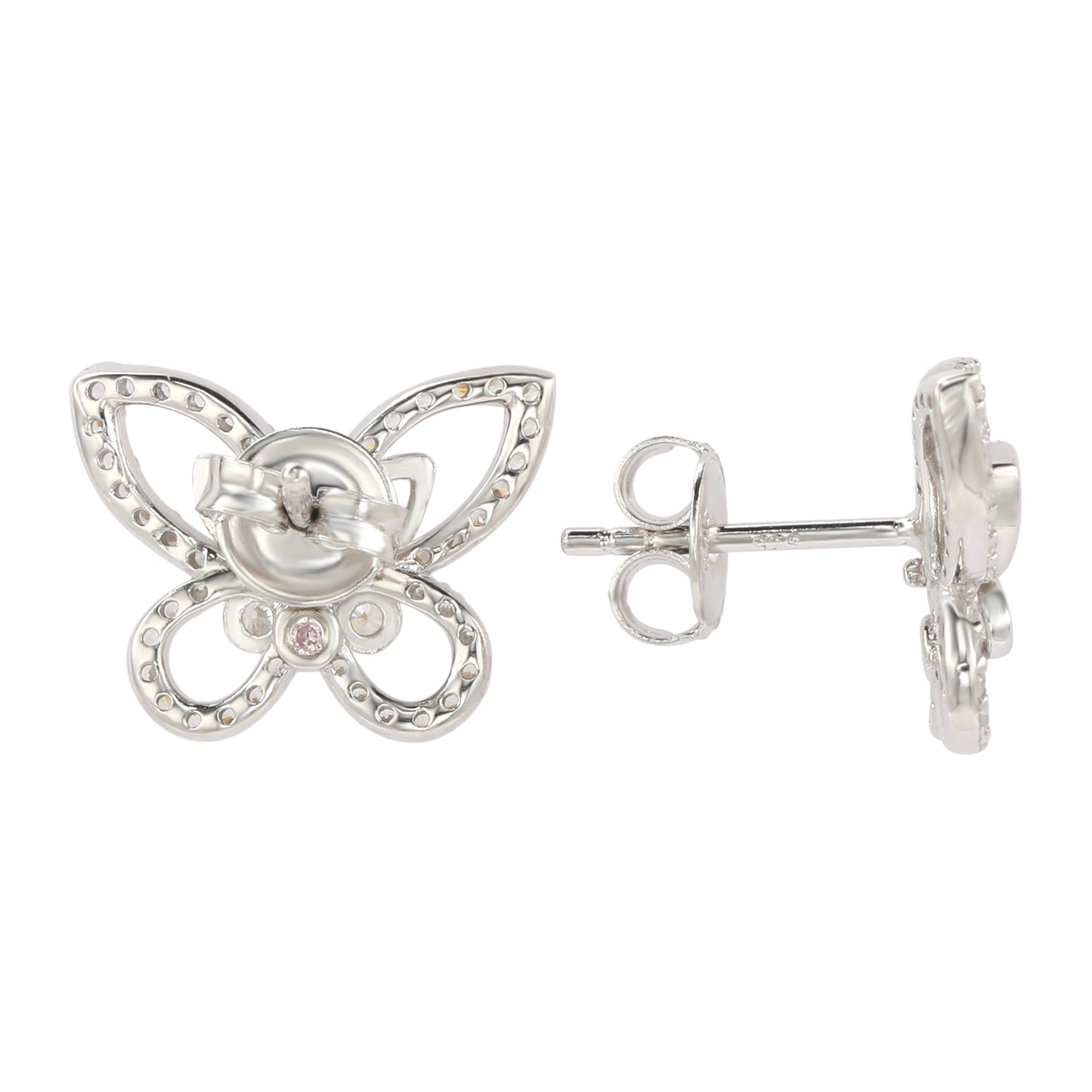 Suzy Levian Sterling Silver & White Cubic Zirconia Butterfly Earrings
