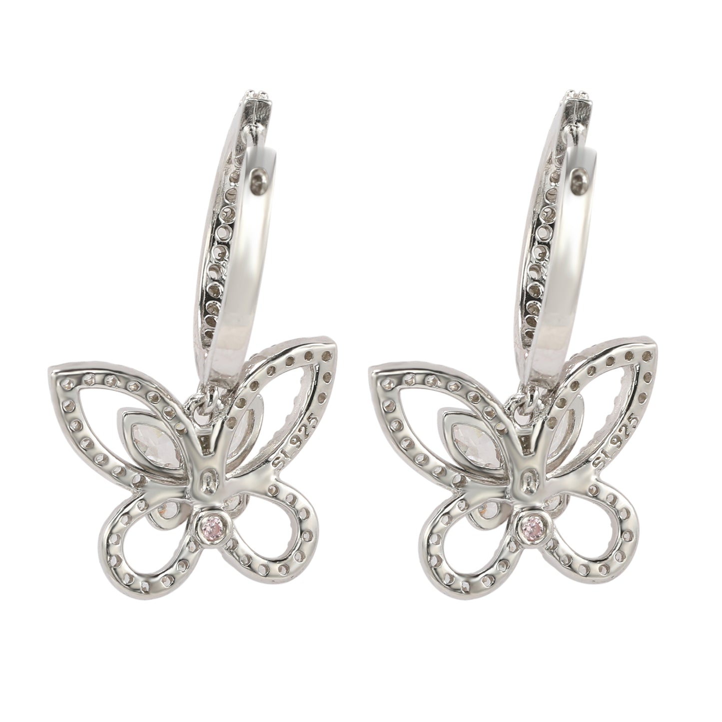 Suzy Levian Sterling Silver Cubic Zirconia Butterfly Dangle Earrings