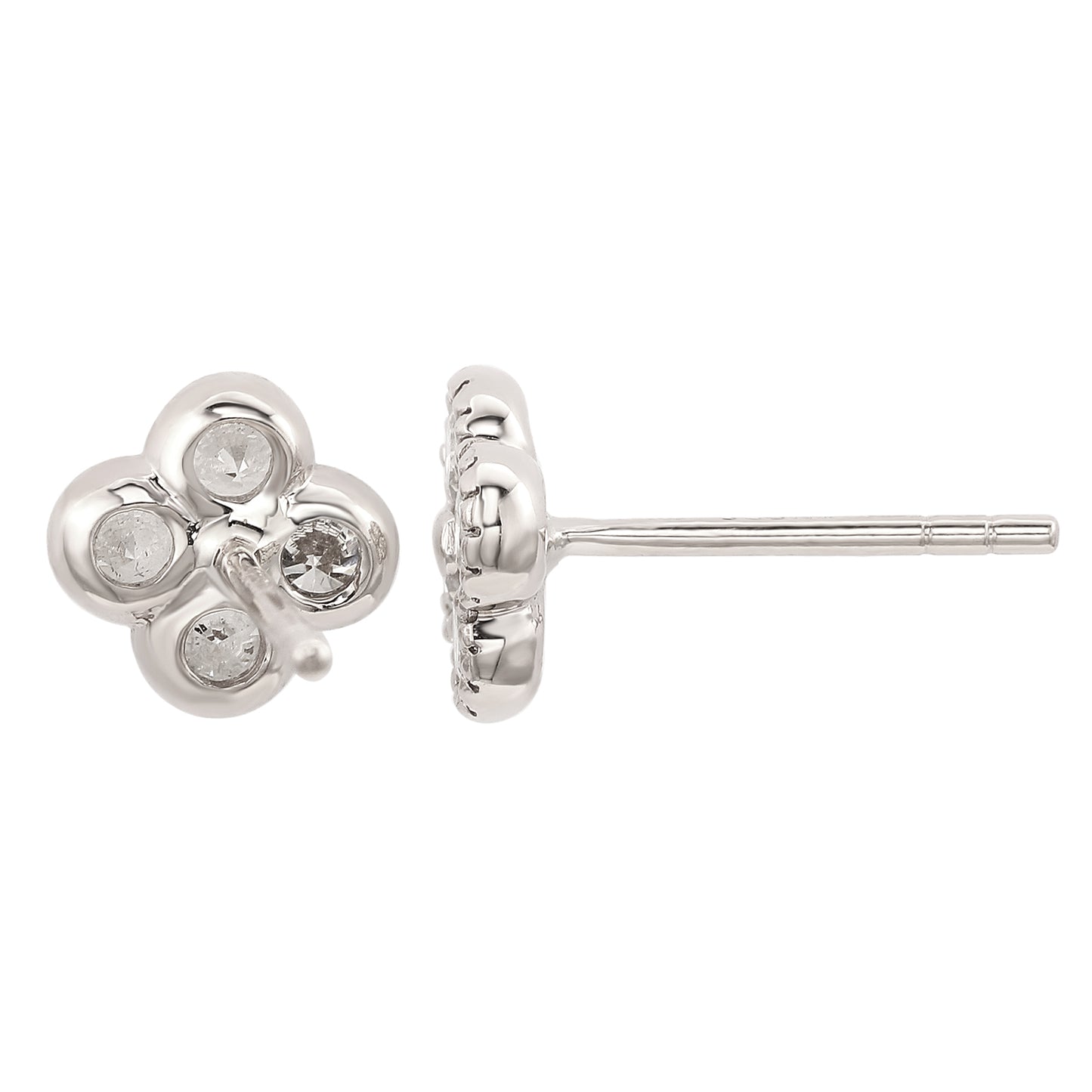 Suzy Levian White Gold 2/5 CTTW Diamond Clover Stud Earrings