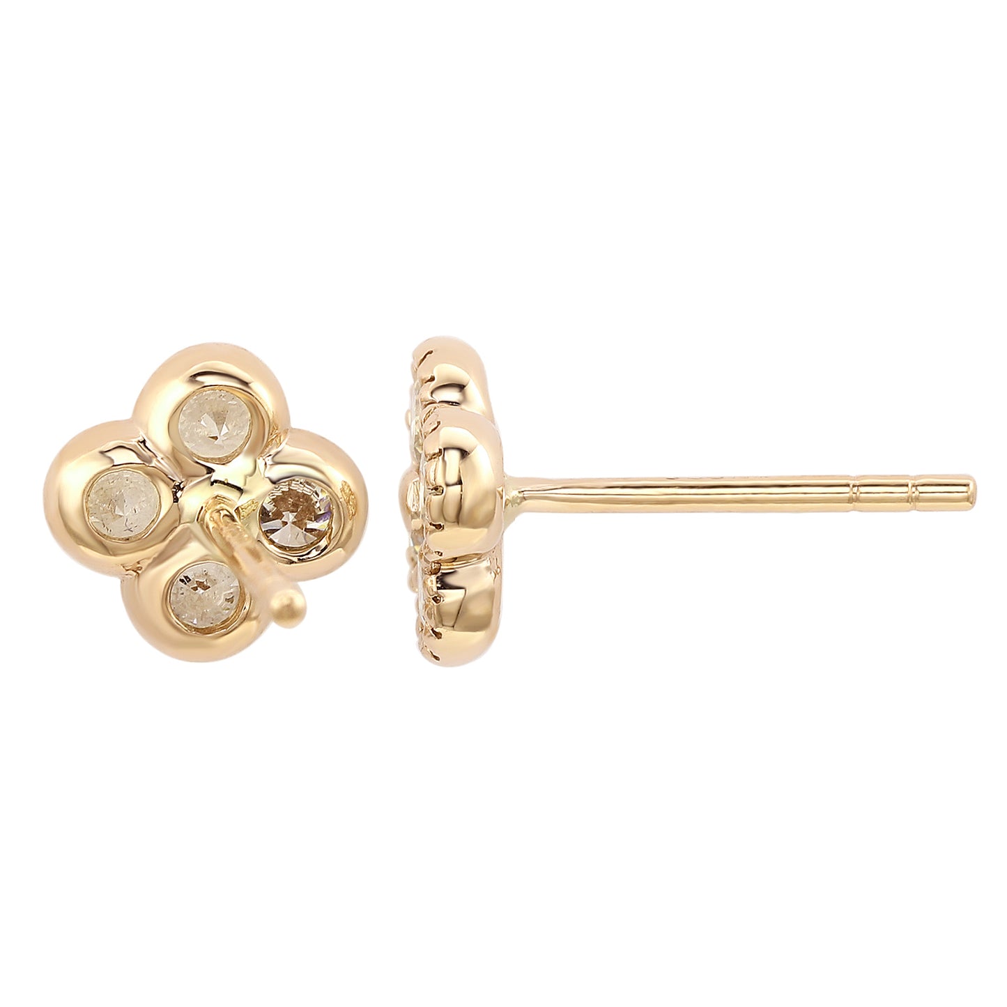 Suzy Levian 14K Yellow Gold 2/5 CTTW Diamond Clover Stud Earrings
