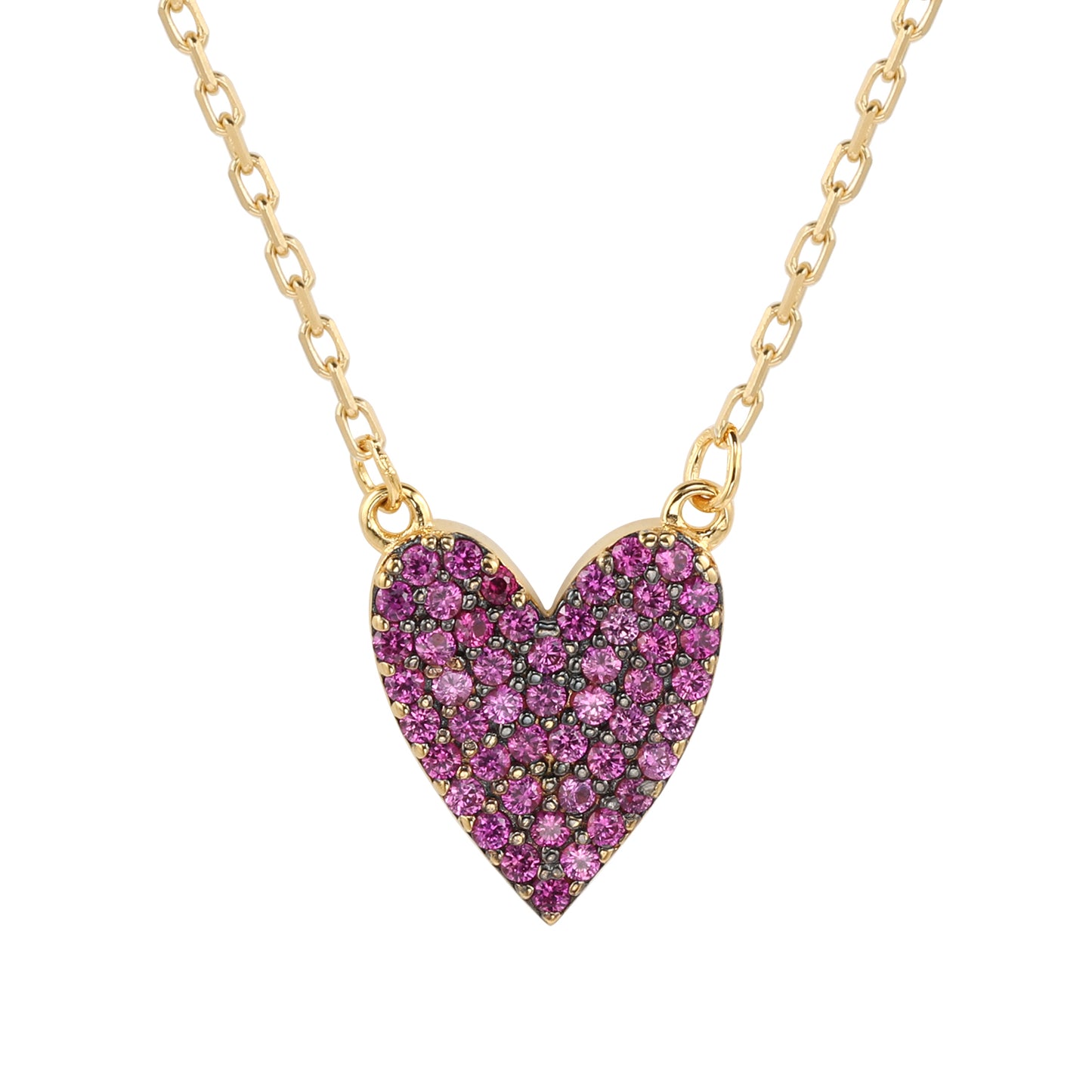 Suzy Levian Red Cubic Zirconia Golden Sterling Silver Heart Necklace
