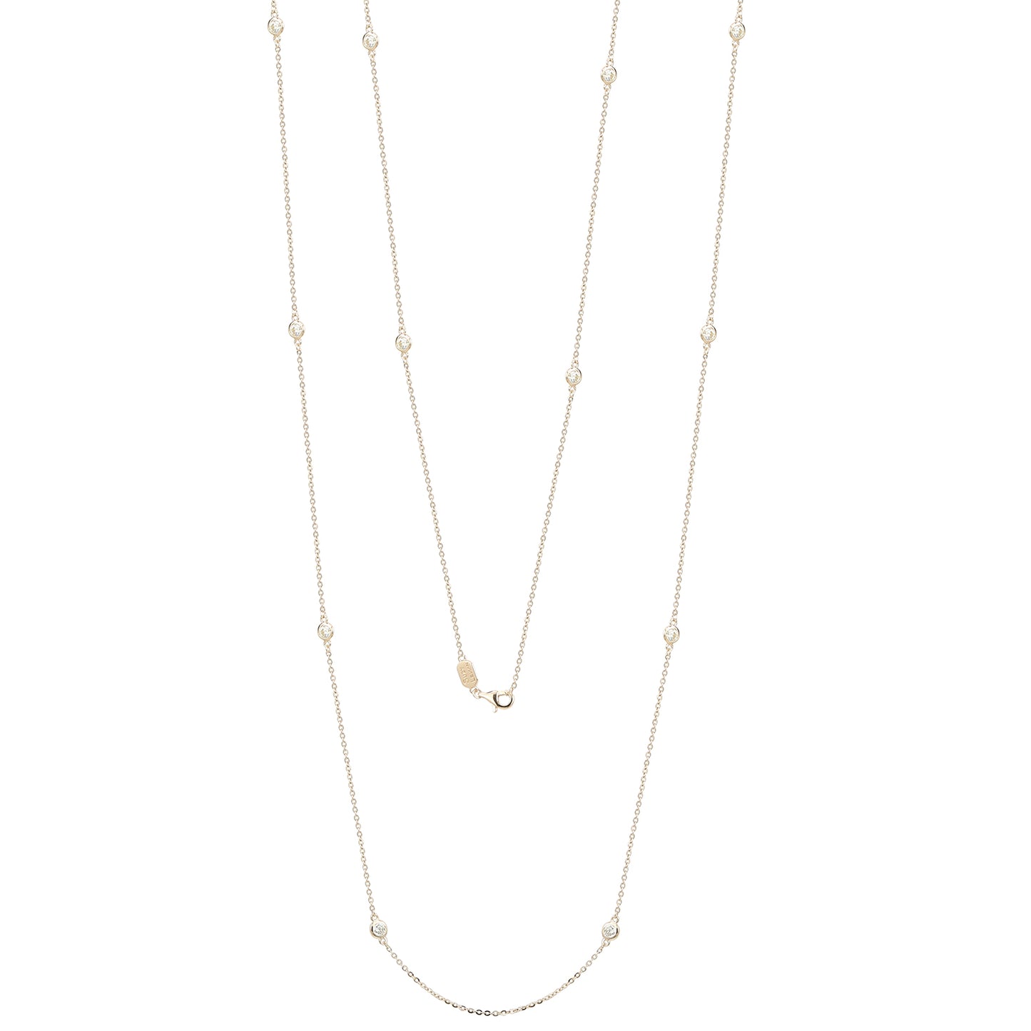 Suzy Levian 14k Yellow Gold 2 CTTW Bezel Diamond Station Necklace (36 inch)