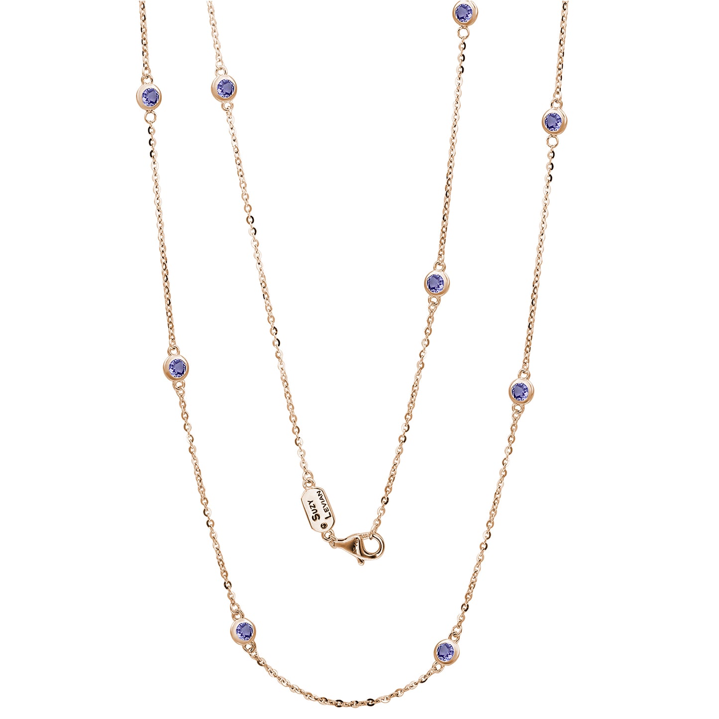 Suzy Levian 14K Rose Gold 1.50 CTTW Tanzanite Station Necklace