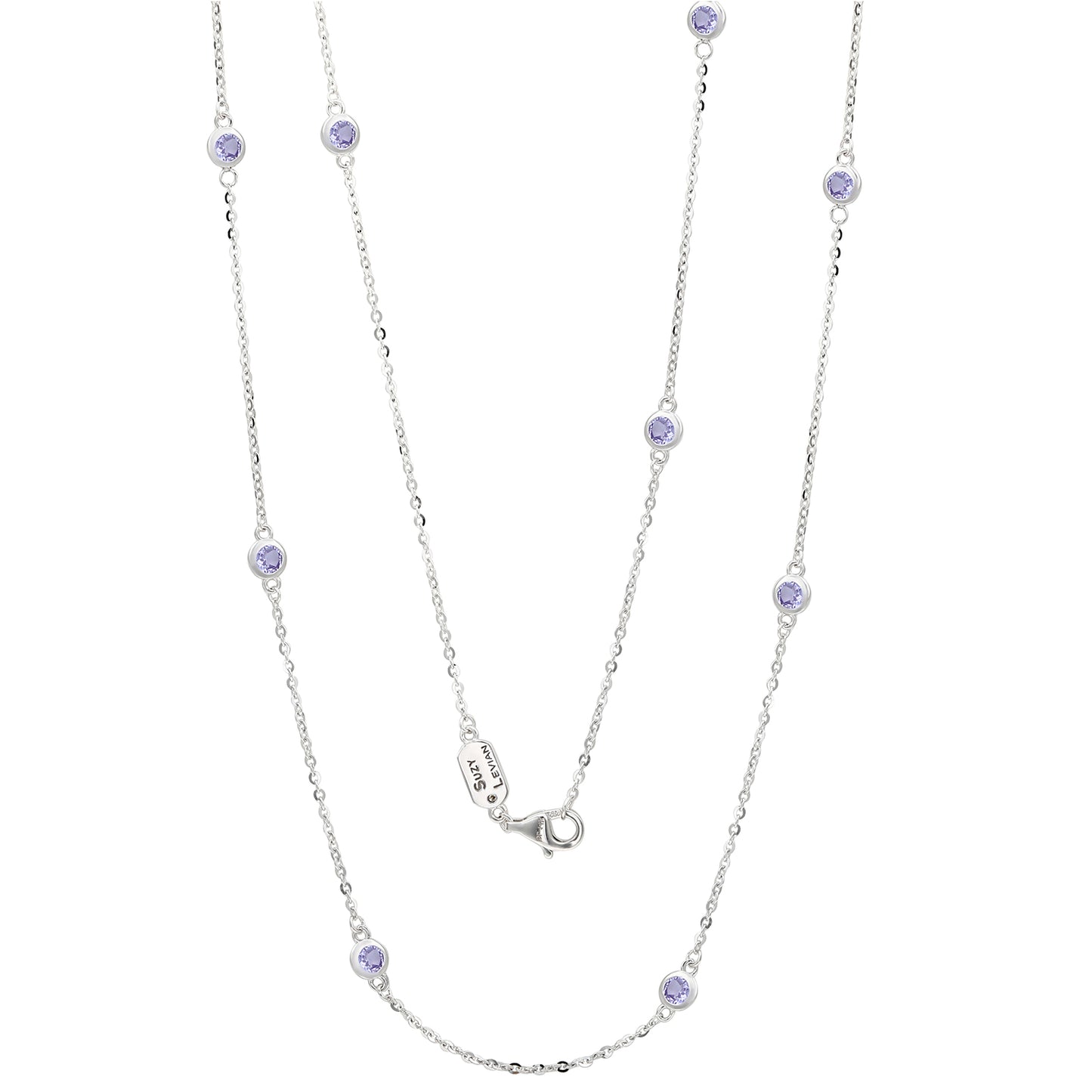 Suzy Levian 14K White Gold 1.50 CTTW Tanzanite Station Necklace