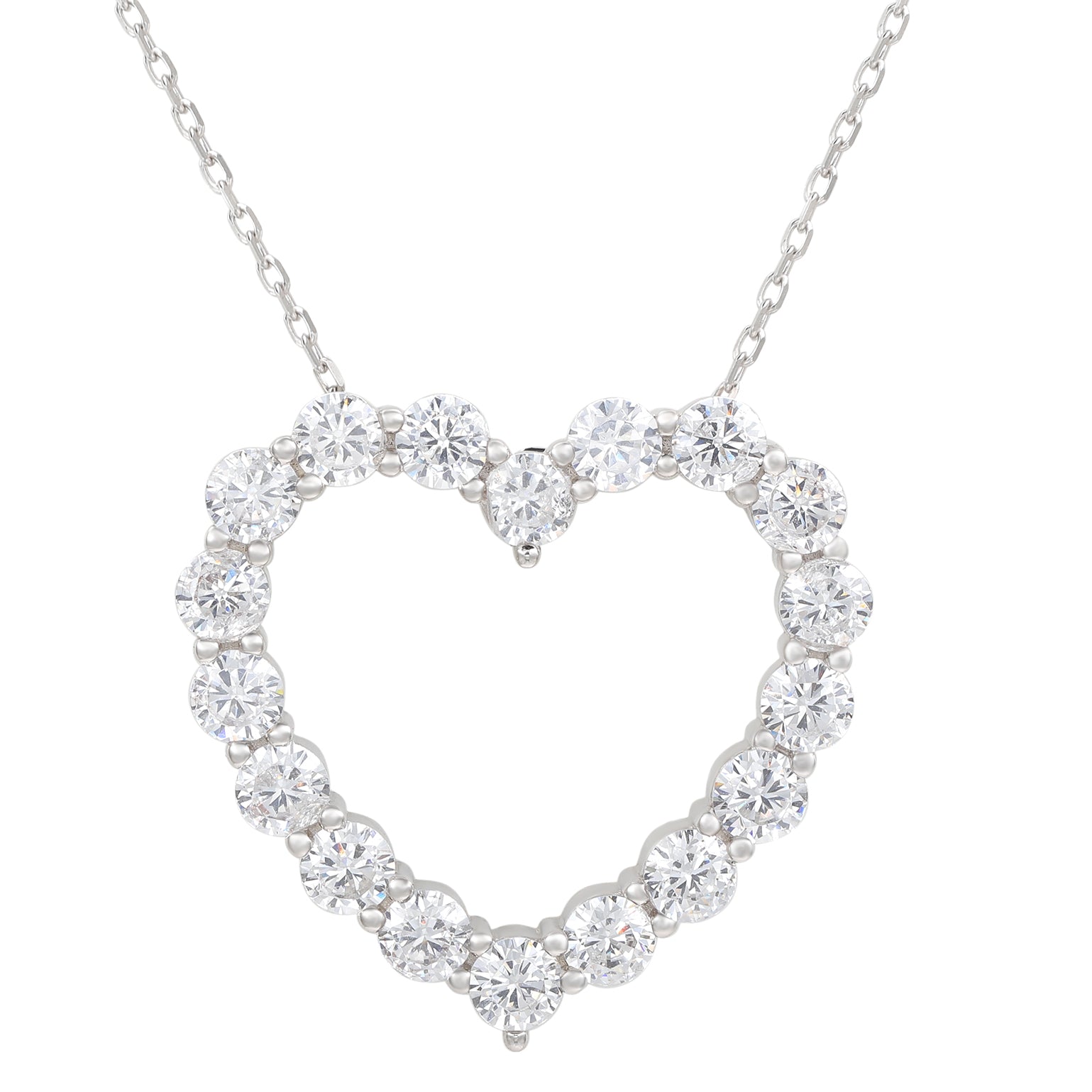 Suzy Levian Sterling Silver White Cubic Zirconia Large Heart