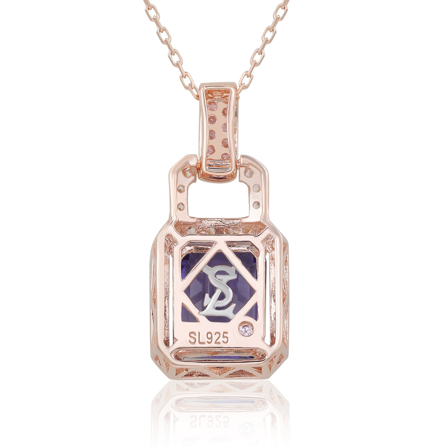 Suzy Levian Rose Gold Sterling Silver Blue & Pink Cubic Zirconia Pendant