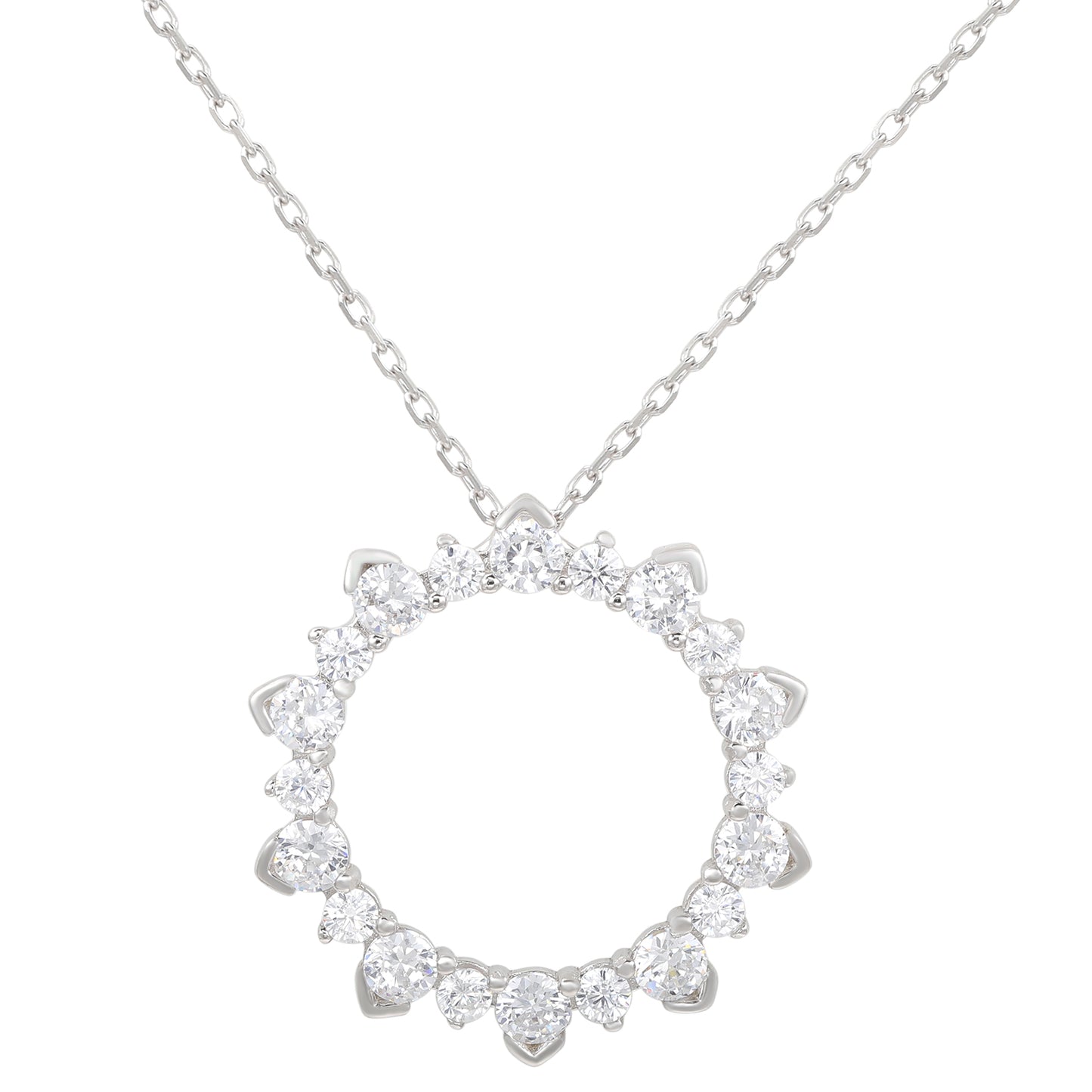 Suzy Levian Sterling Silver Cubic Zirconia Circle Pendant