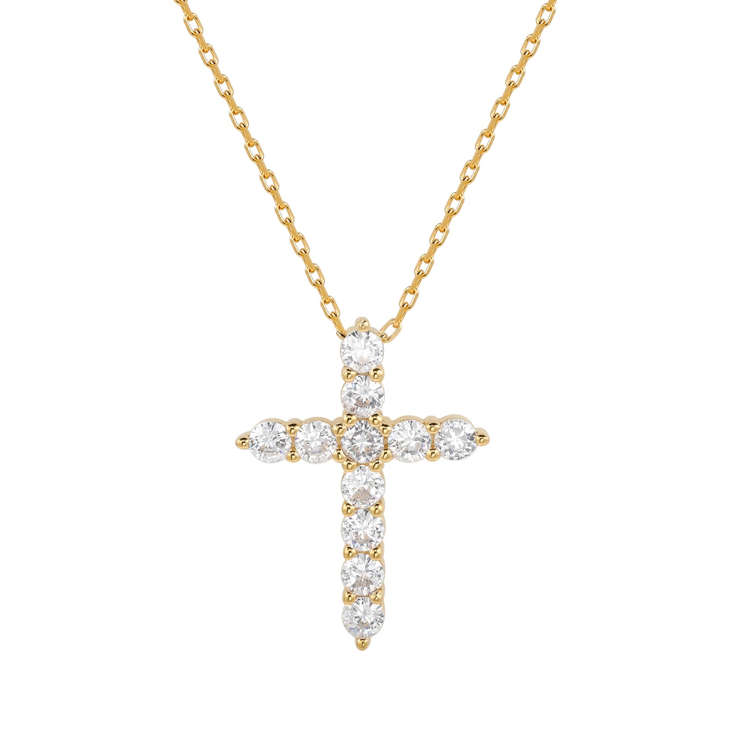 Suzy Levian Golden Sterling Silver Cubic Zirconia Cross Pendant