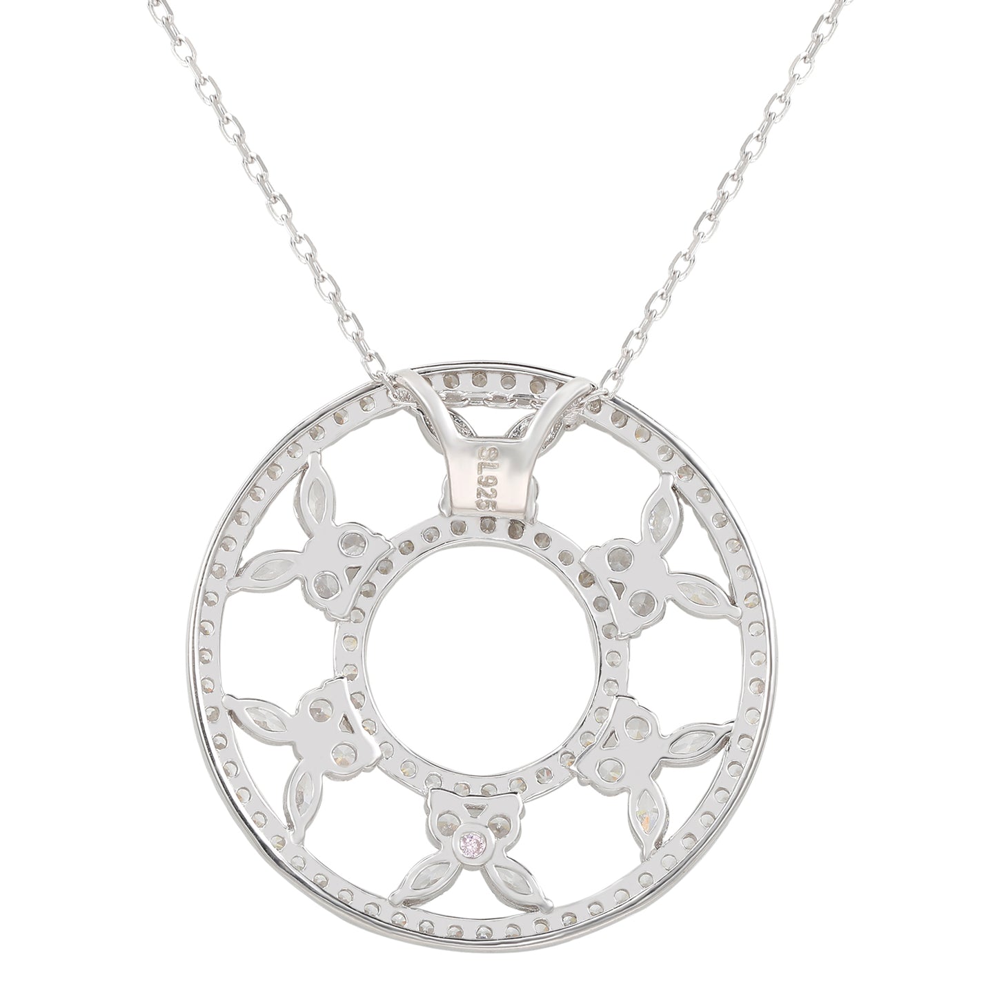 Suzy Levian Sterling Silver Circle Butterfly Cubic Zirconia Necklace