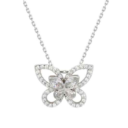 Suzy Levian Sterling Silver White Cubic Zirconia Butterfly Pendant