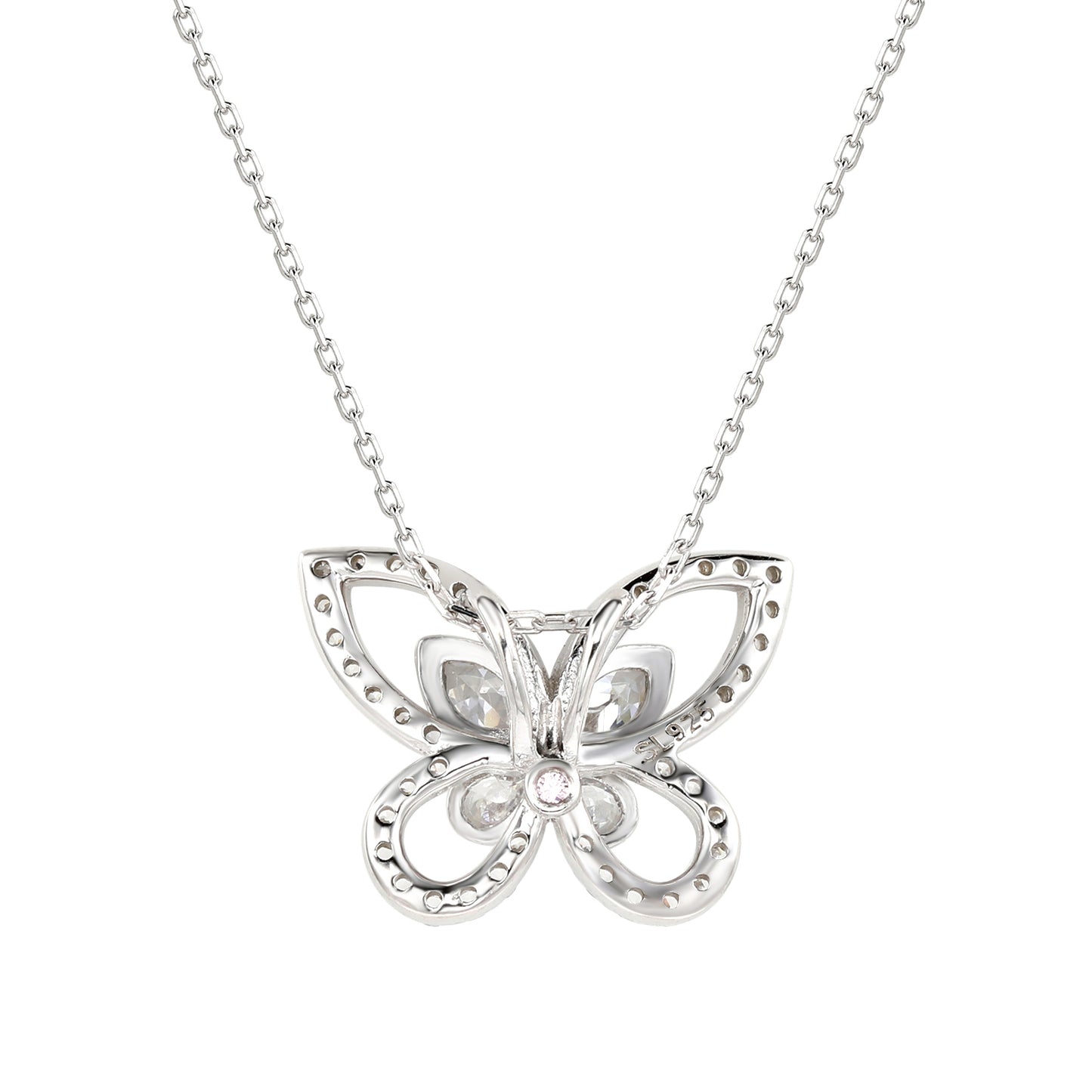 Suzy Levian Sterling Silver White Cubic Zirconia Butterfly Pendant