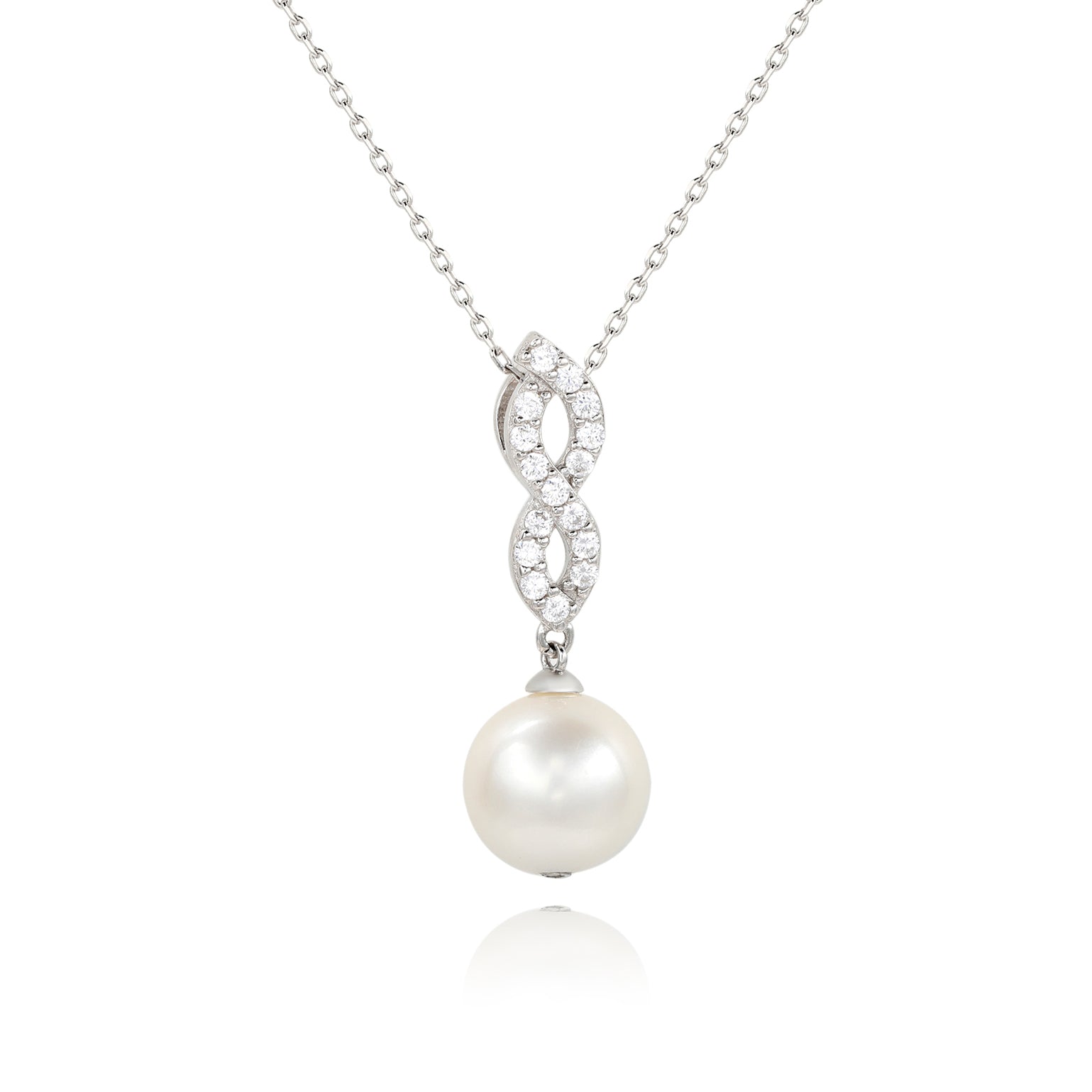 Infinite pearl and hot sale diamond necklace