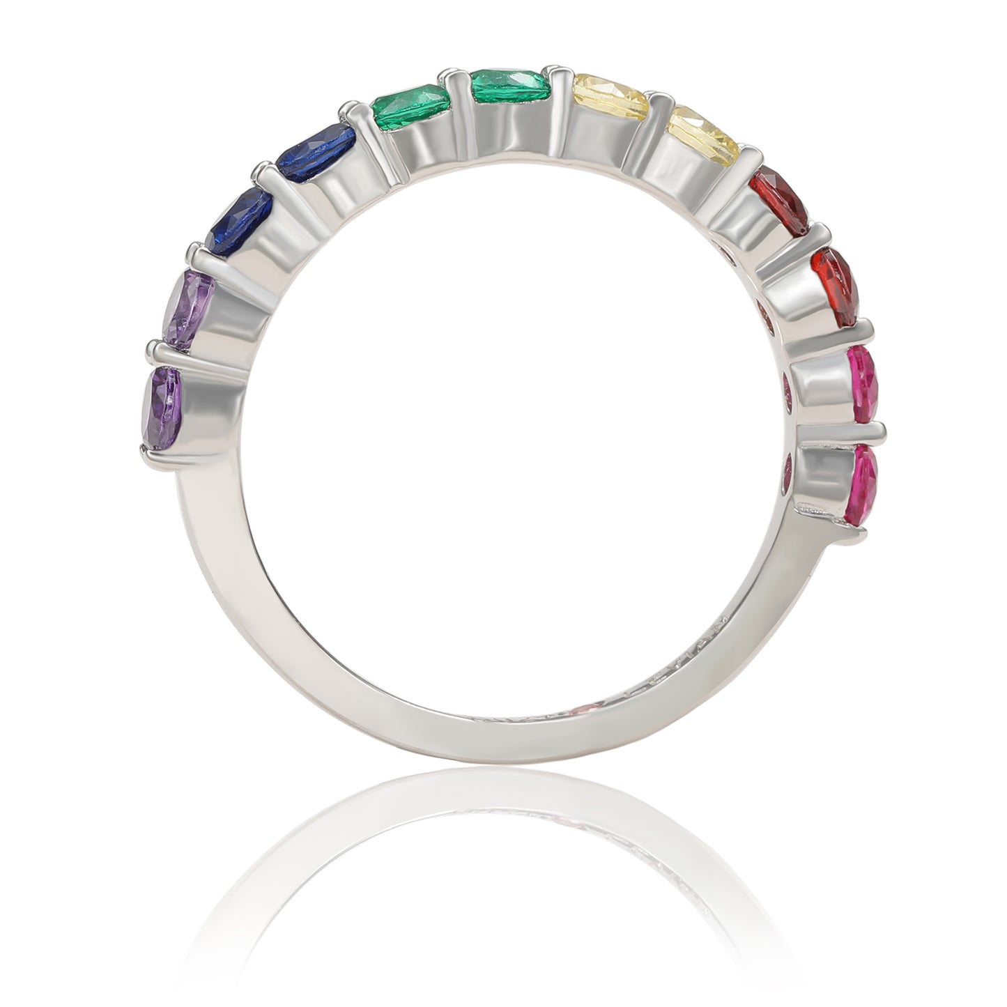 Suzy Levian Sterling Silver Rainbow Cubic Zirconia Half Band