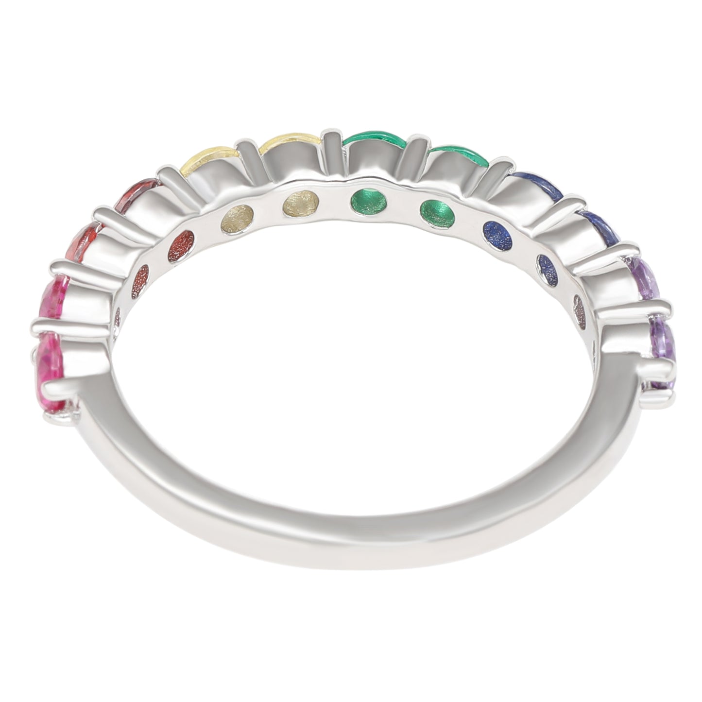 Suzy Levian Sterling Silver Rainbow Cubic Zirconia Half Band