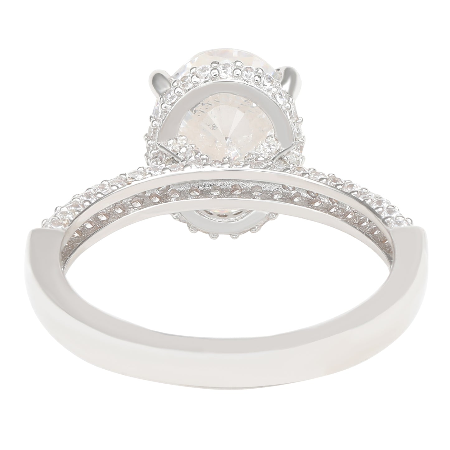 Suzy Levian Sterling Silver Oval Cubic Zirconia Pave Engagement Ring