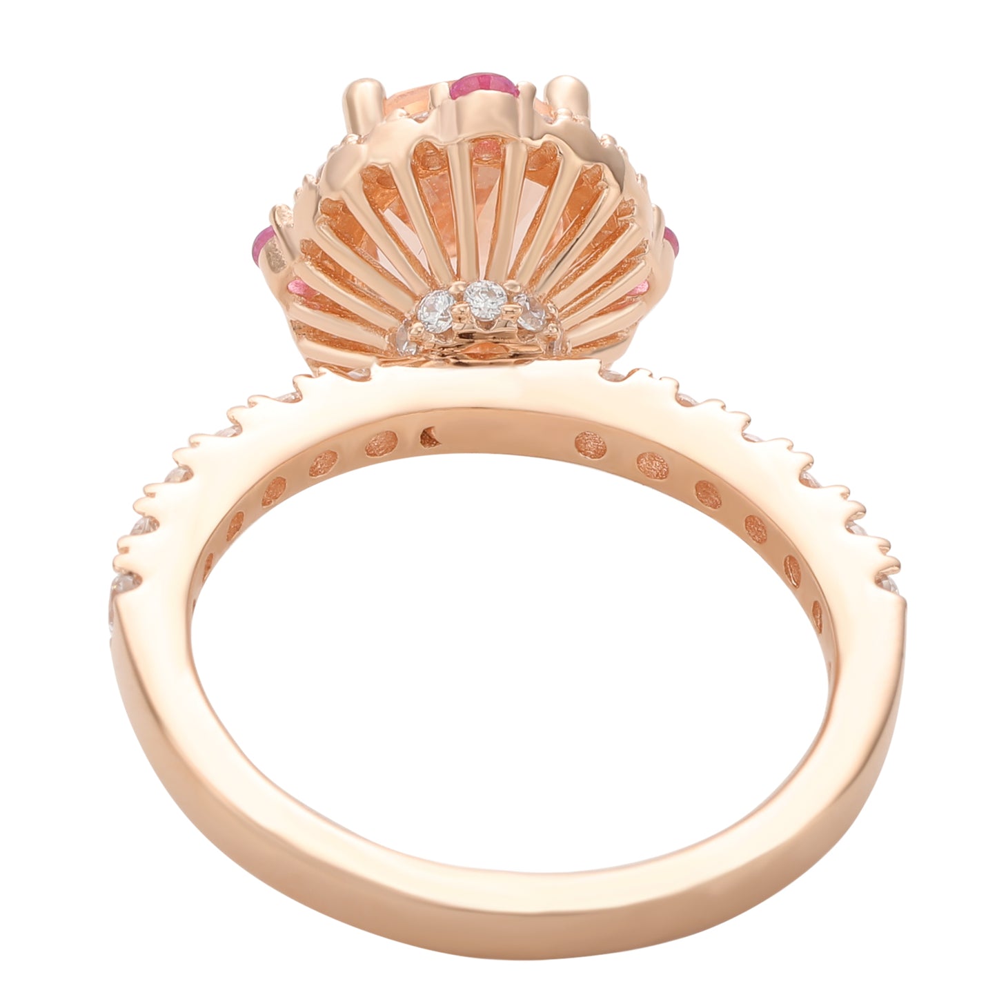 Suzy Levian Sterling Silver Pink Morganite Oval Cubic Zirconia Ring