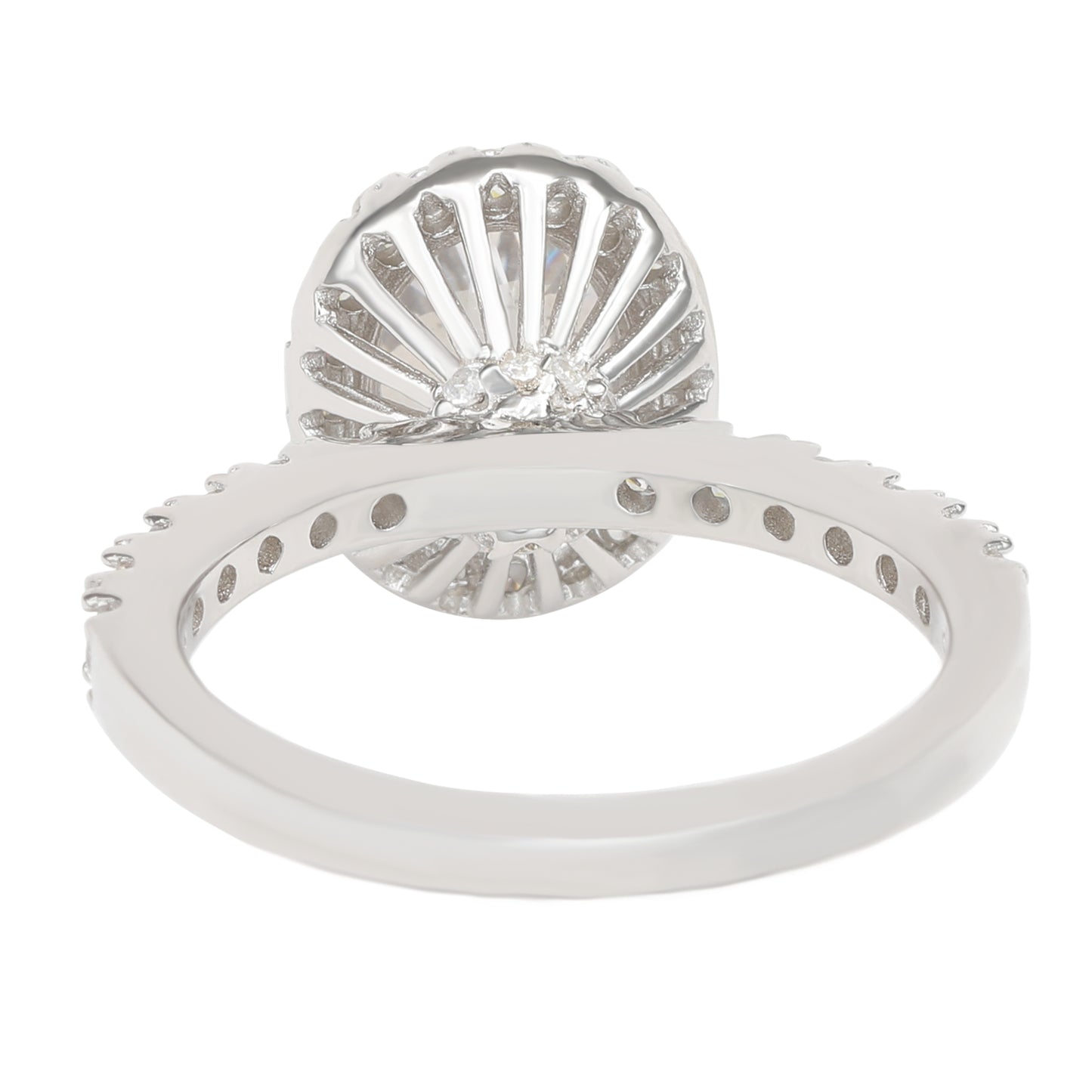 Suzy Levian Sterling Silver Oval White Cubic Zirconia Halo Ring