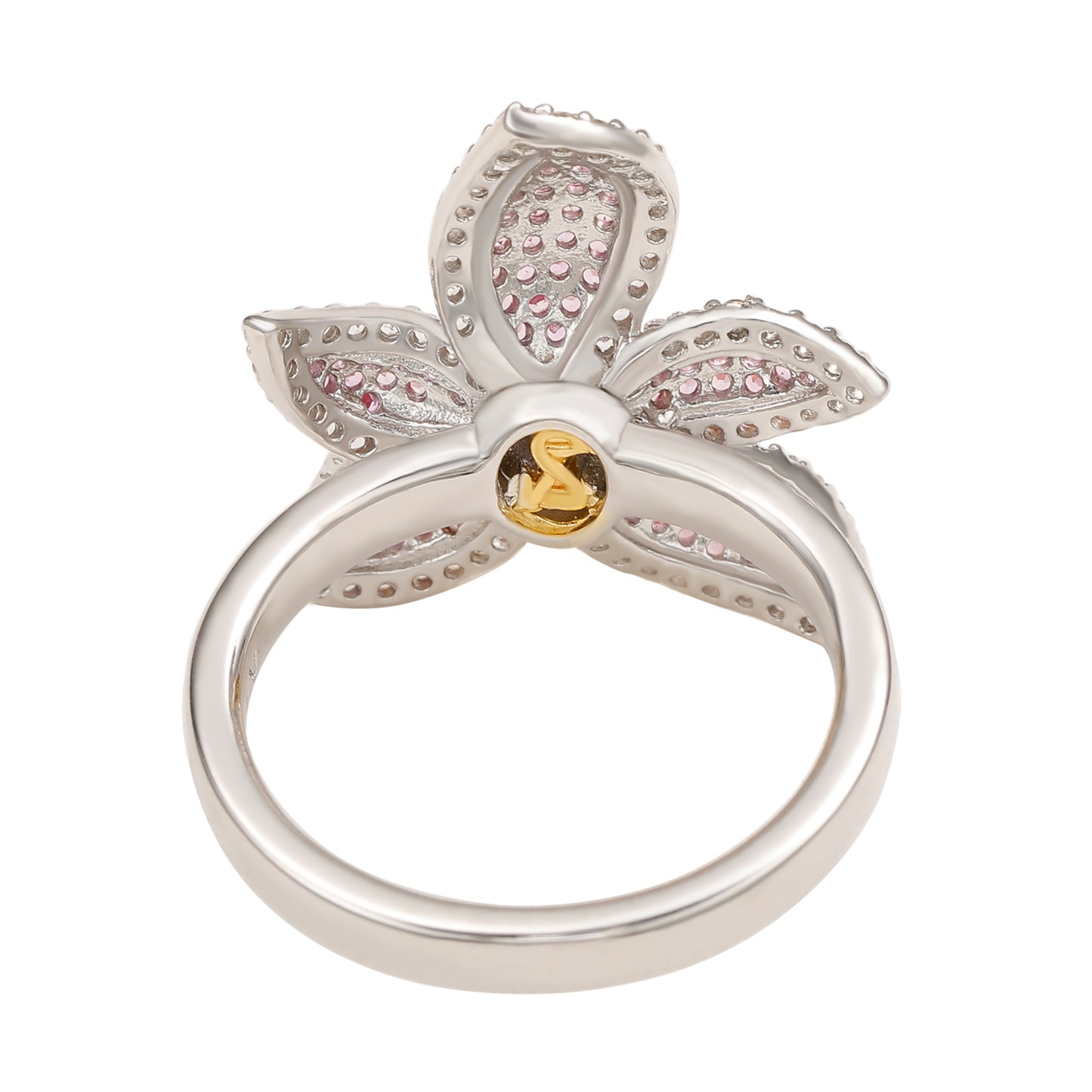 Suzy Levian Sterling Silver Pink Sapphire & White Sapphire Flower Ring