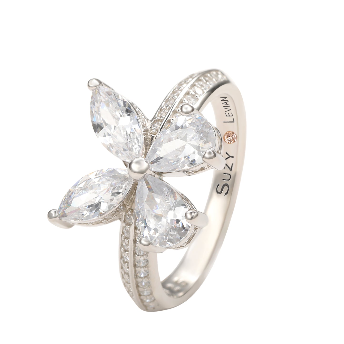 Suzy Levian Sterling Silver Cubic Zirconia Butterfly Ring