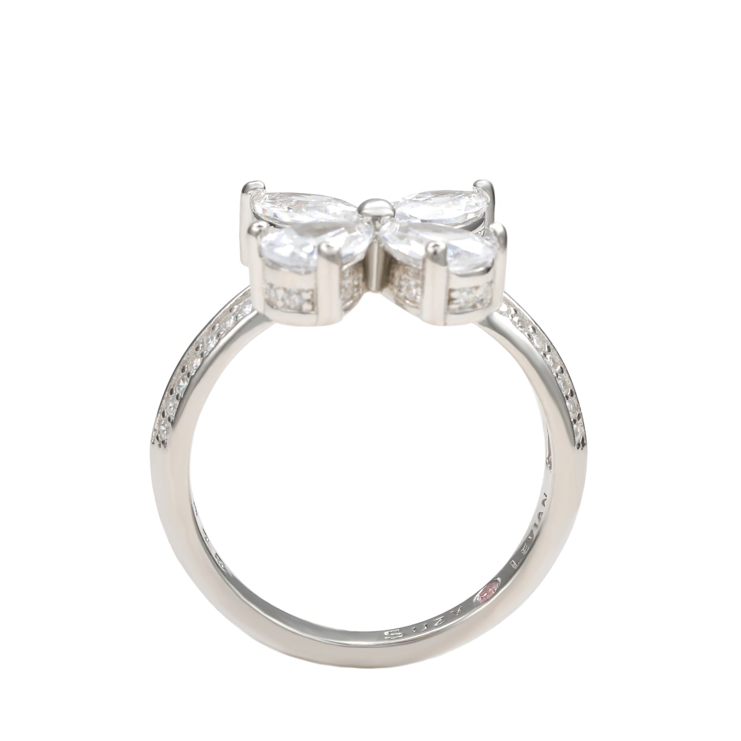 Suzy Levian Sterling Silver Cubic Zirconia Butterfly Ring