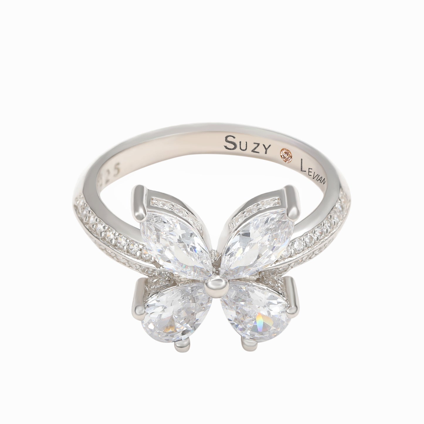 Suzy Levian Sterling Silver Cubic Zirconia Butterfly Ring