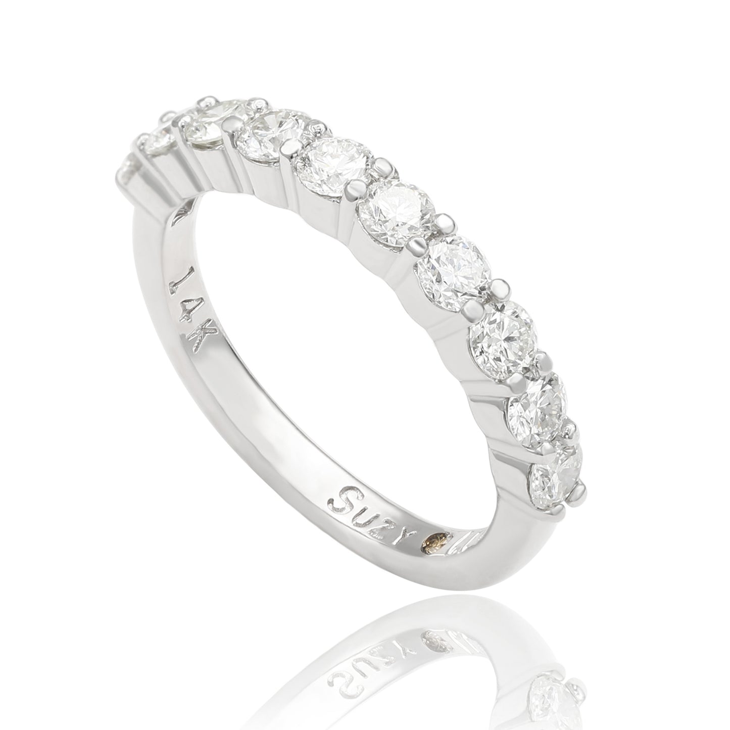 Suzy Levian 14K White Gold 1 cttw Diamond Eternity Half Band