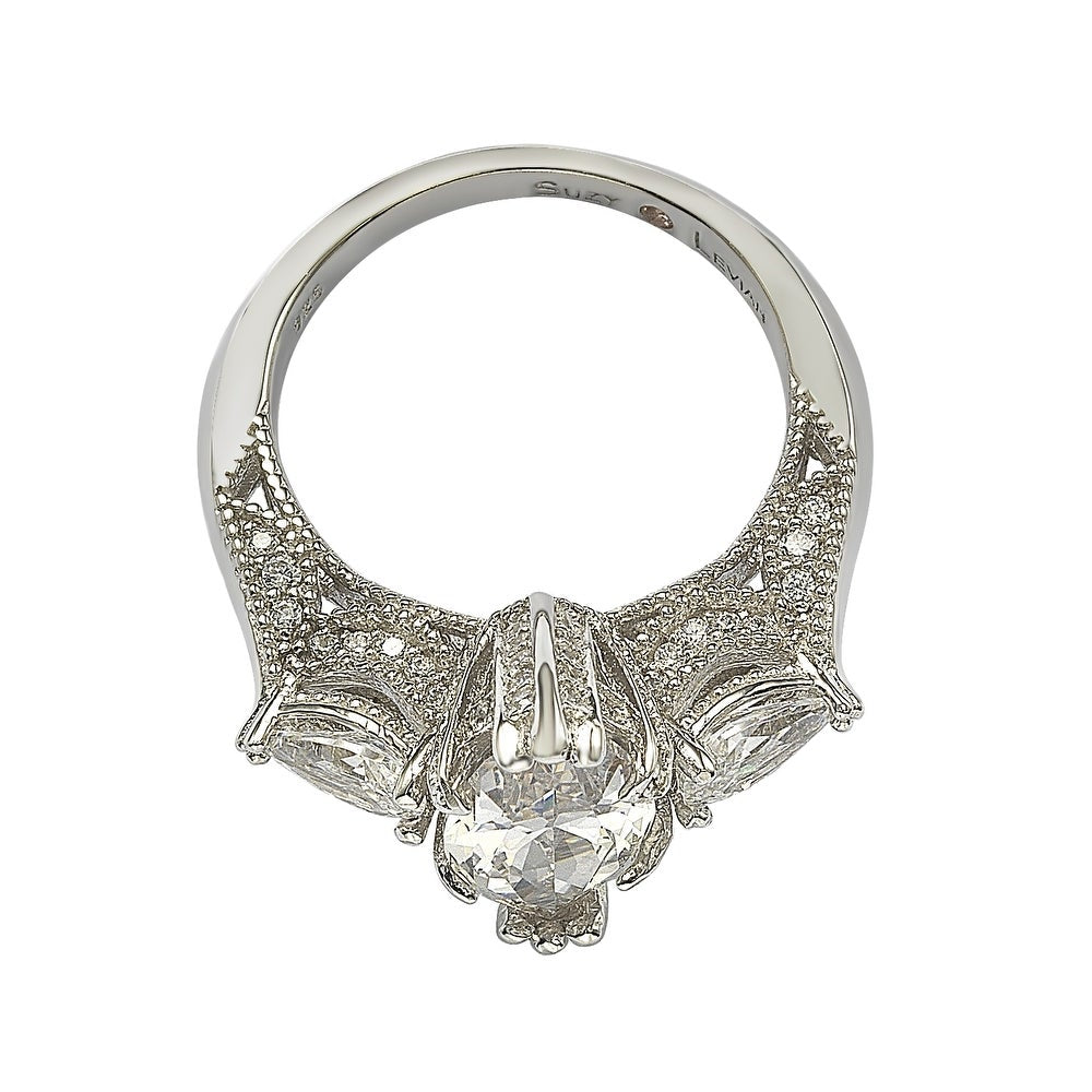 Suzy Levian Sterling Silver Marquise Cubic Zirconia Engagement Ring