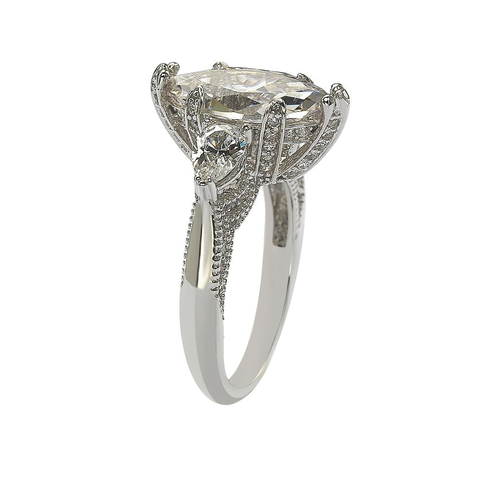 Suzy Levian Sterling Silver Marquise Cubic Zirconia Engagement Ring
