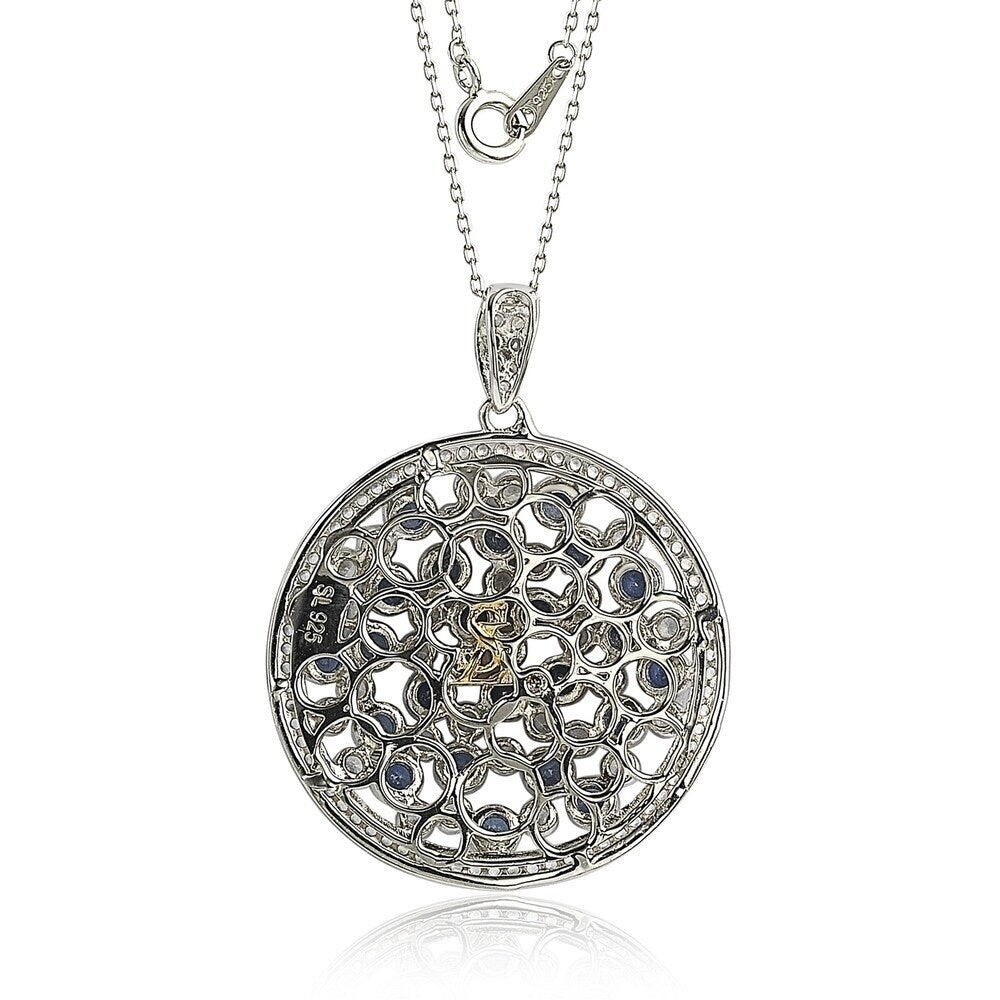 Suzy Levian Sterling Silver Sapphire & Diamond Accent Multi-Circle Pendant