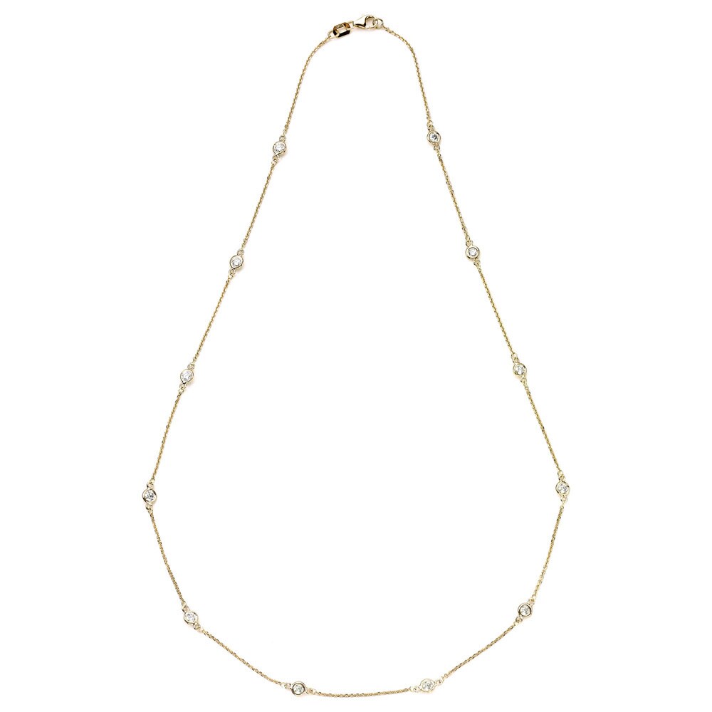 Suzy Levian 1 ct TDW 14k Yellow Gold Bezel Diamonds by the Yard Station Necklace