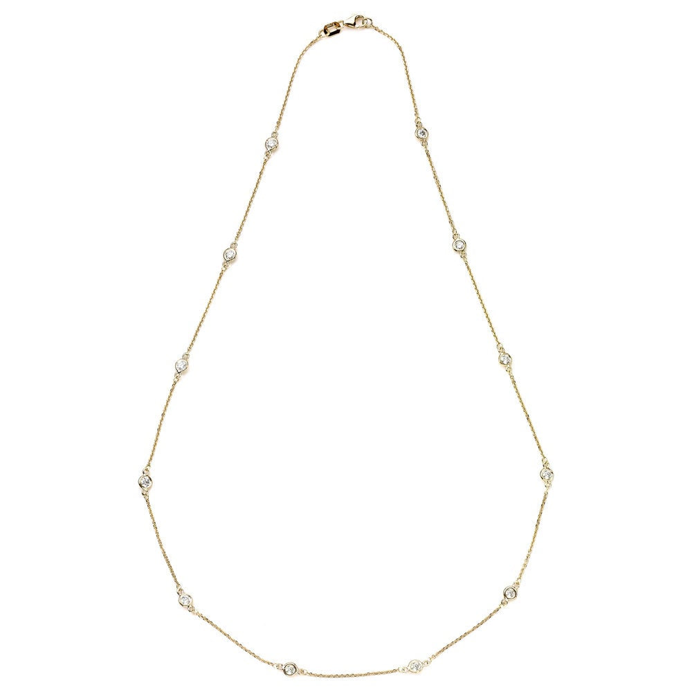 Suzy Levian 1.30 ct TDW 14k Yellow Gold Bezel Diamonds by the Yard Station Necklace