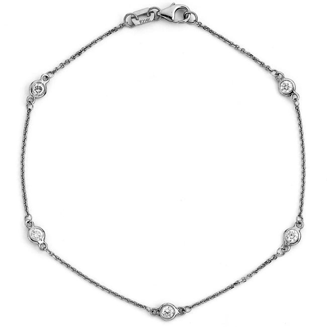Suzy Levian 0.15 ct TDW 14K White Gold Diamond Station Bracelet