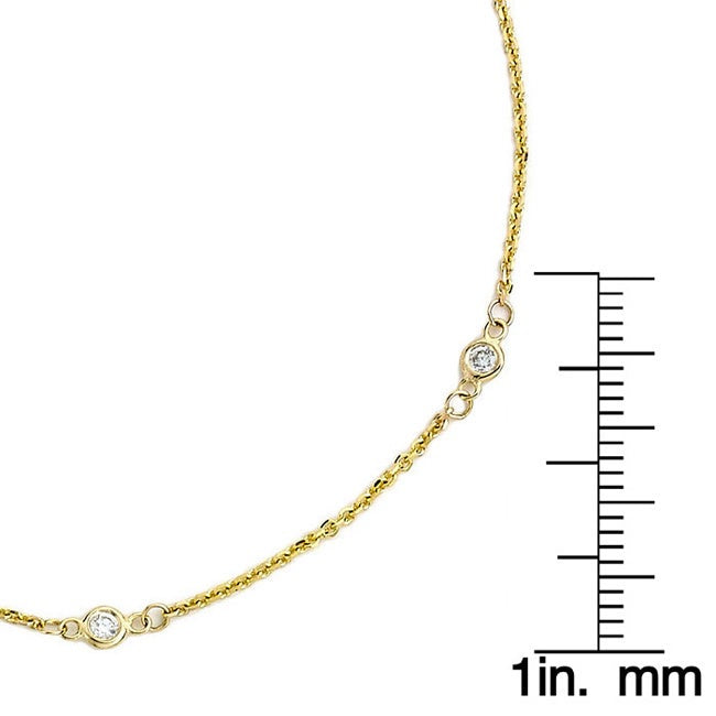 Suzy Levian 1/10 ct TDW 14K Yellow Gold Diamond Station Bracelet