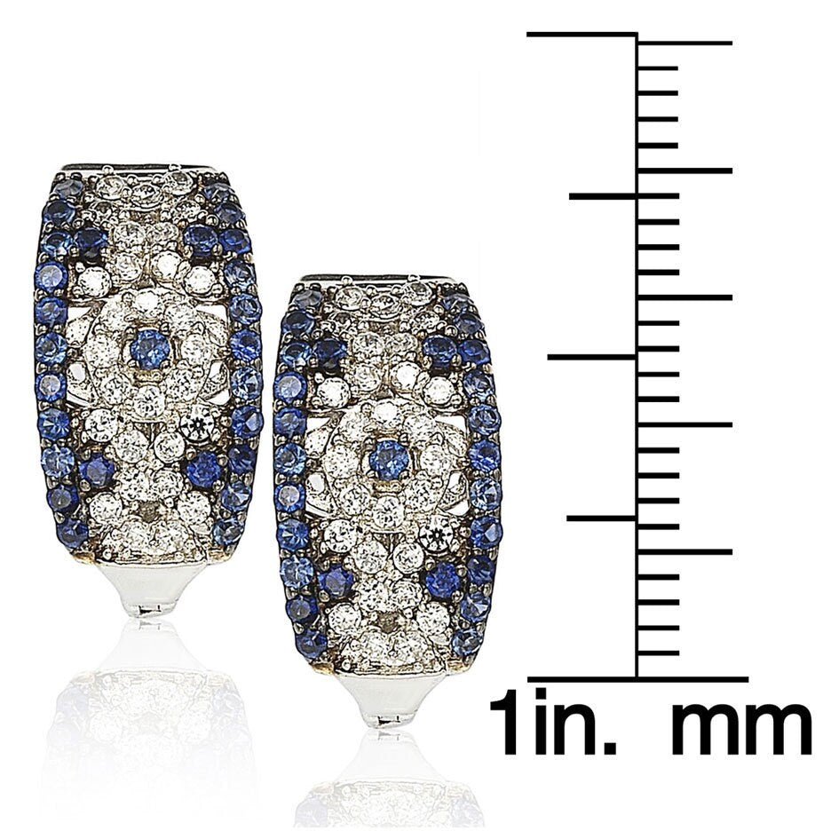 Suzy Levian Sterling Silver and 18K Gold 1 1/2ct TGW Sapphire and Diamond Accent Abstract Earrings