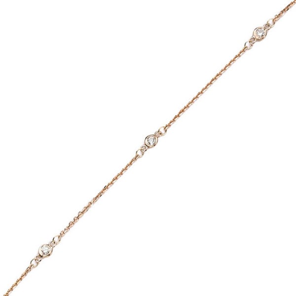Suzy Levian 14K Rose Gold 1/3ct TDW Bezel Diamond Station Necklace