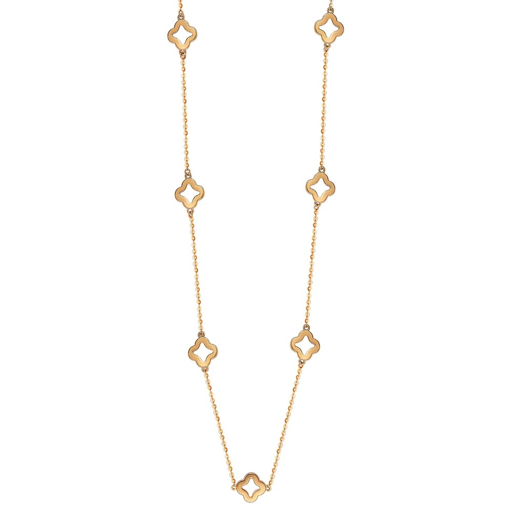 Suzy Levian 14K Rose Gold .63cttw Diamond Clover By The Yard Necklace