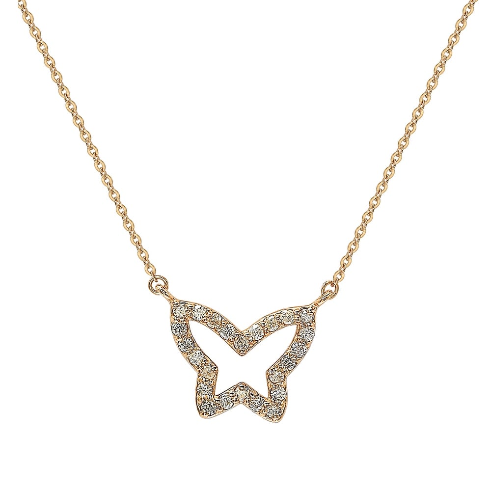Suzy Levian 14K Rose Gold 0.30cttw Diamond Butterfly Necklace