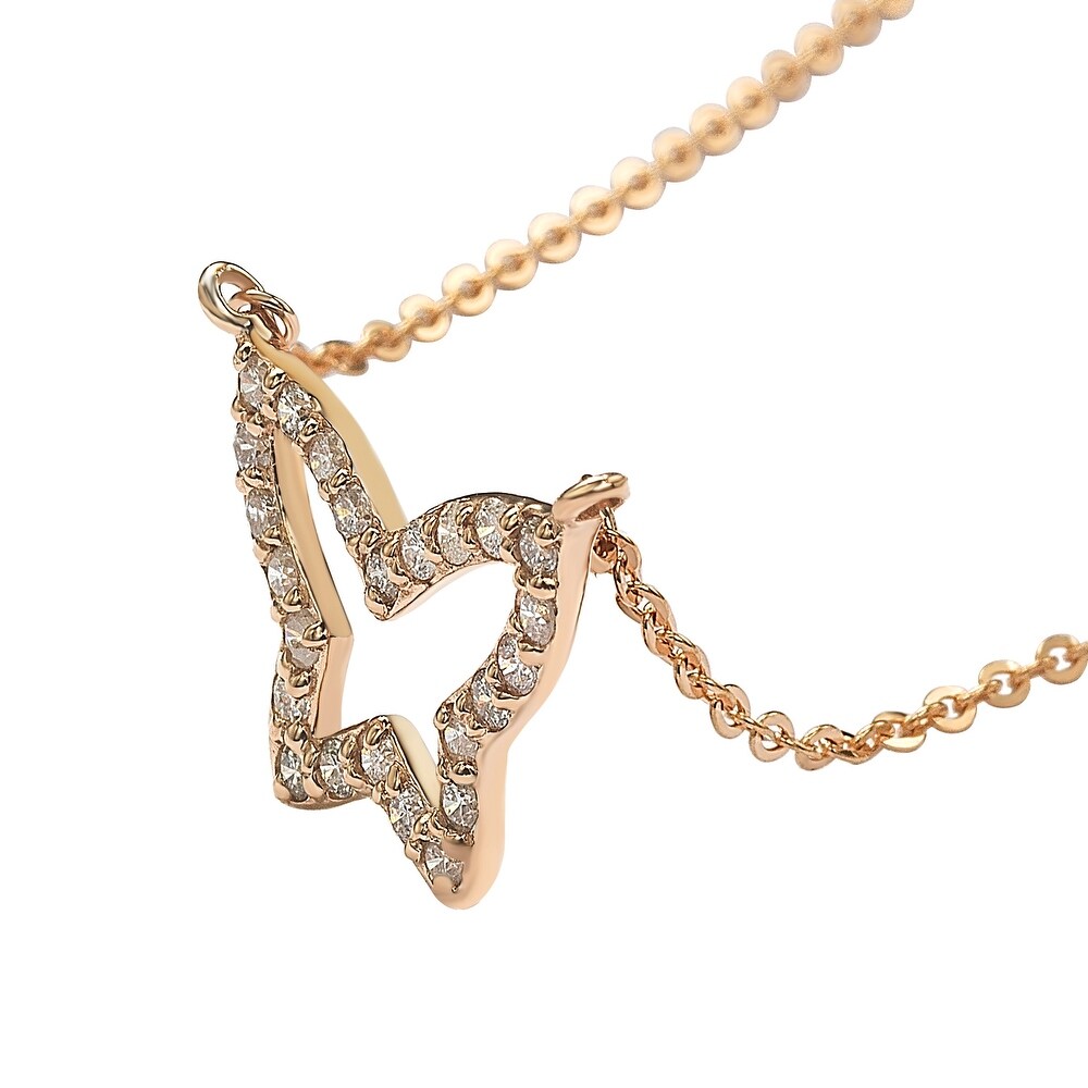 Suzy Levian 14K Rose Gold 0.30cttw Diamond Butterfly Necklace