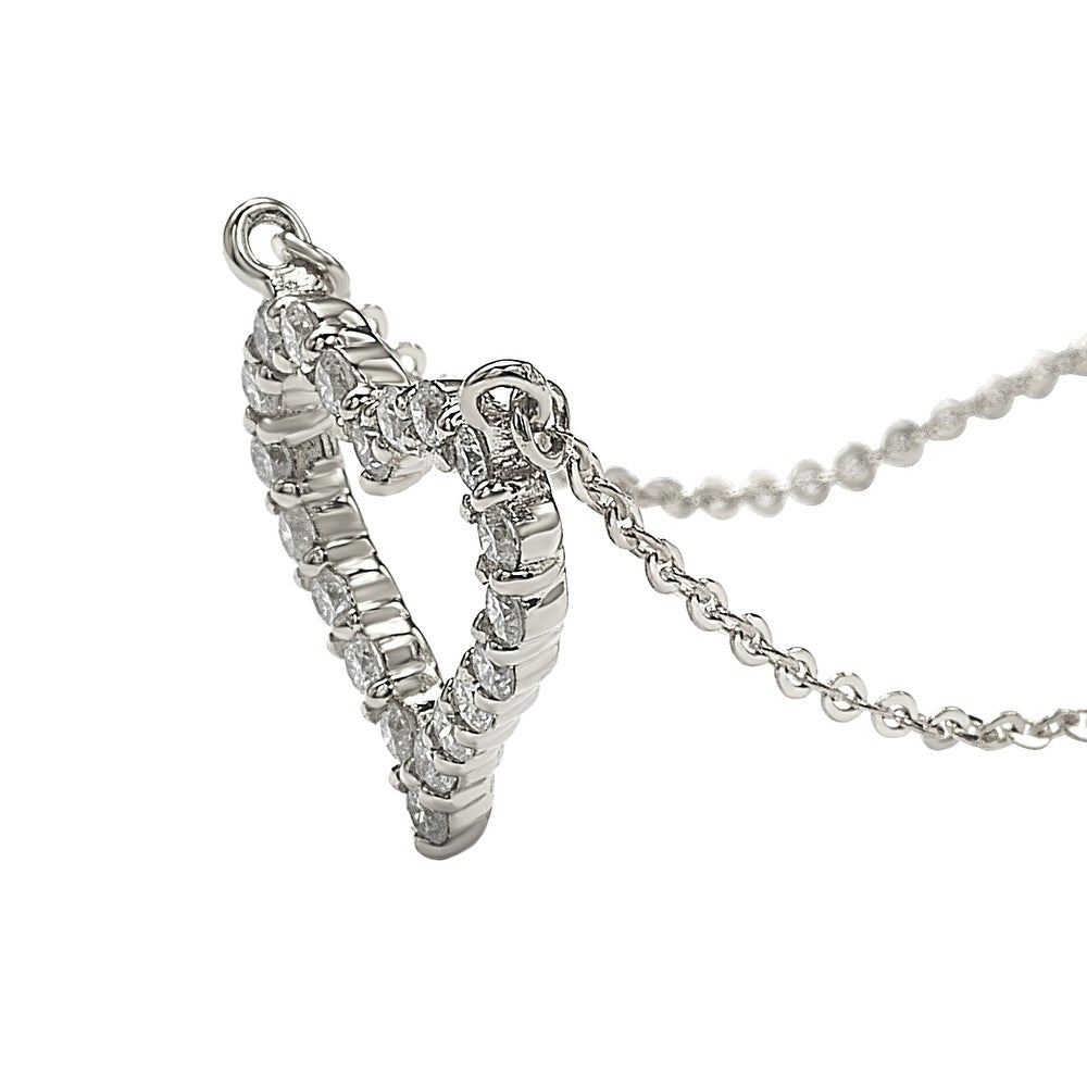 Suzy Levian 14K White Gold 0.25 ctw Diamond Heart Necklace