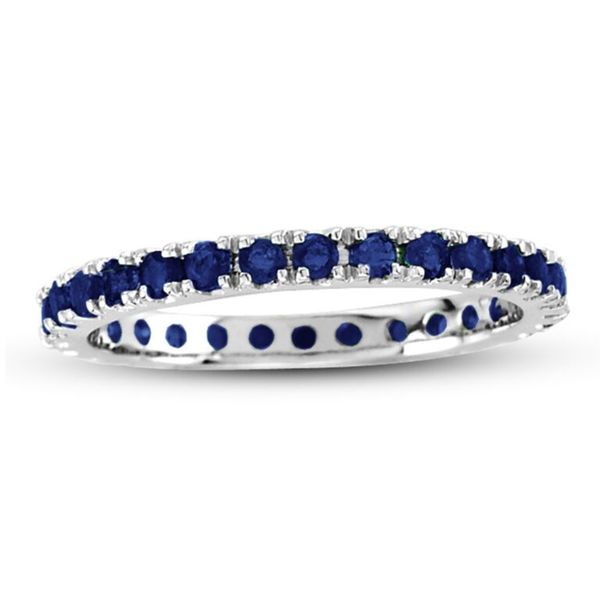 Suzy Levian 14K White Gold Diamond Emerald Sapphire Eternity Band Ring (Set of 3)