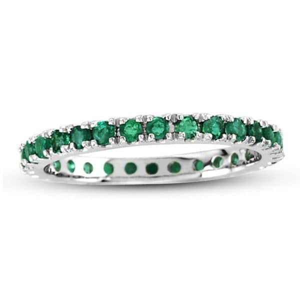 Suzy Levian 14K White Gold Emerald Eternity Band Ring – SUZY