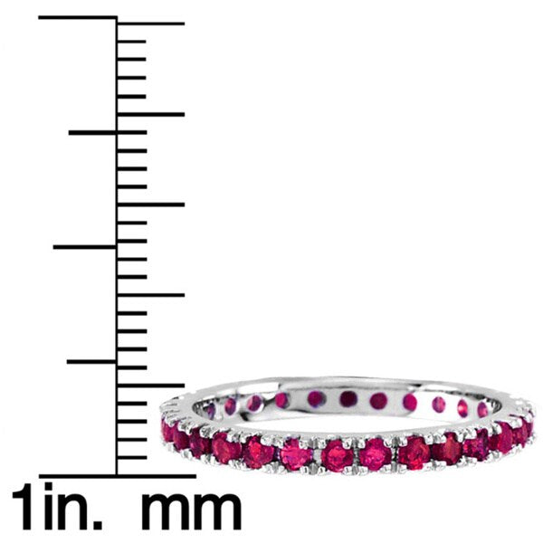 Suzy Levian 14K White Gold Ruby Eternity Band Ring