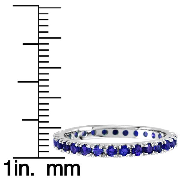 Suzy Levian 14K White Gold Set of 3 Diamond Ruby Sapphire Eternity Band Ring