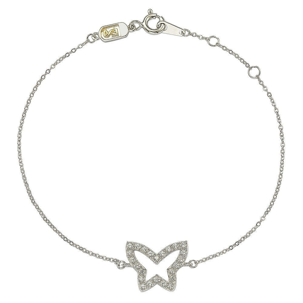 Diamond Butterfly Bracelet 14K White Gold