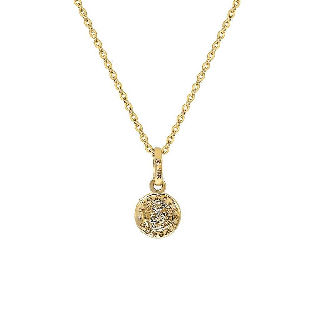 Suzy Levian 14K Yellow Gold .35 cttw Diamond Halo Pendant