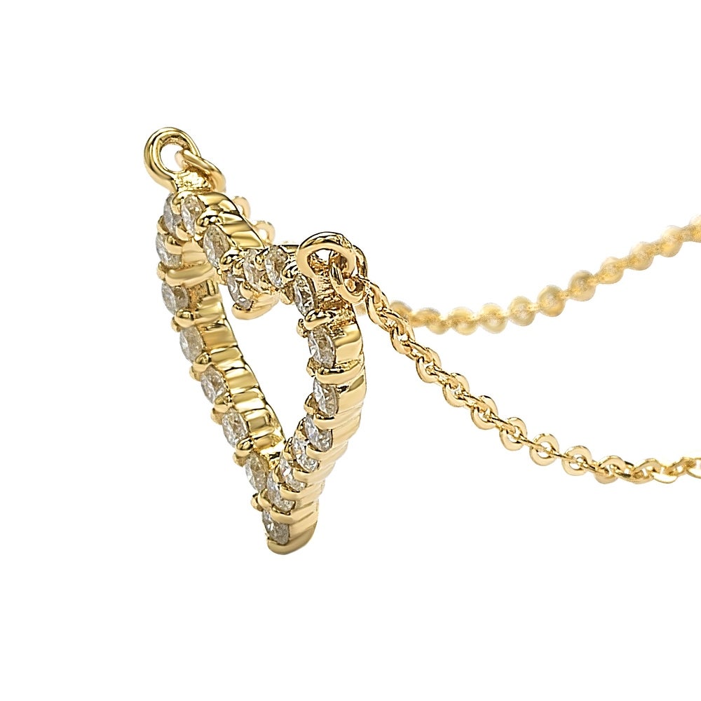 Suzy Levian 14K Yellow Gold 0.25 ctw Diamond Heart Necklace